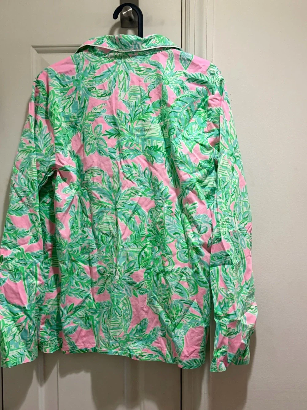 Lilly Pulitzer Pink & Green Tropical Print Pajama Top Shirt